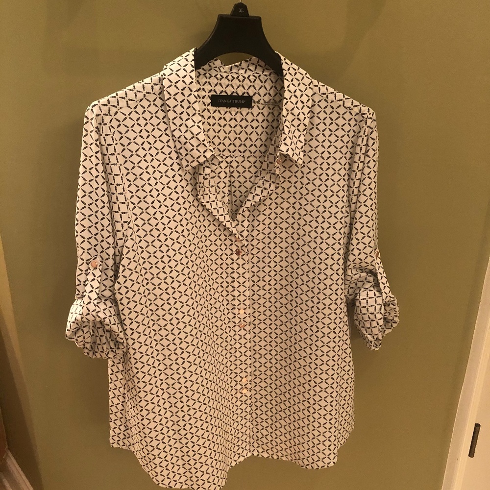 Ivanka Trump Blouse, black/White, Size X-Large